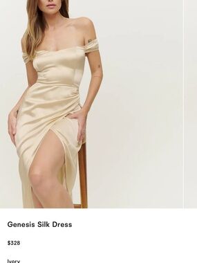 Reformation Genesis One-Shoulder Satin Dress in Ivory